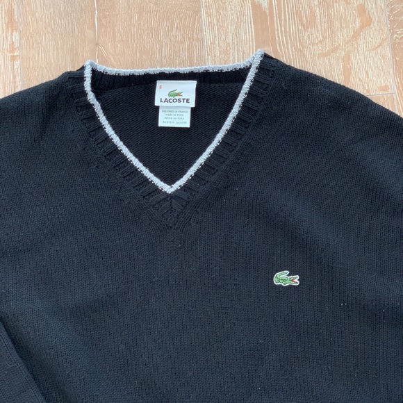 Lacoste Black V necks Sweater Size 6 (large) - Picture 4 of 8